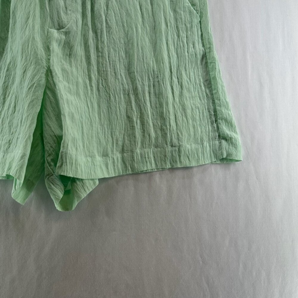 House of Harlow 1960 Crinkle Shorts Women L Drawstring Waist Relaxed Light Green - Picture 9 of 12